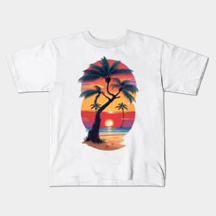 Palm trees with sunset Kids T-Shirt
